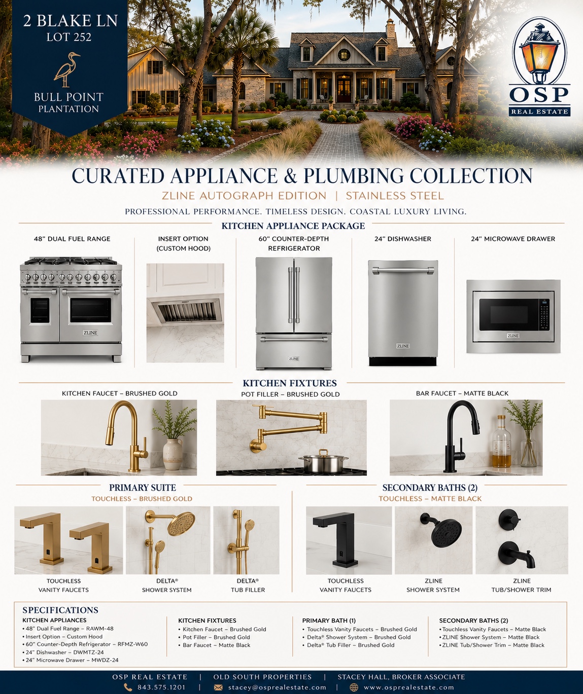 Curated ZLINE appliance and Delta plumbing fixture collection for 2 Blake Lane